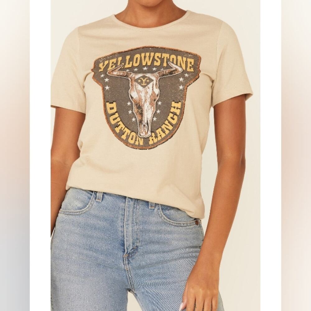 Shepler's Yellowstone Dutton Ranch Steer Head Women's Short Sleeve Tshirt Medium